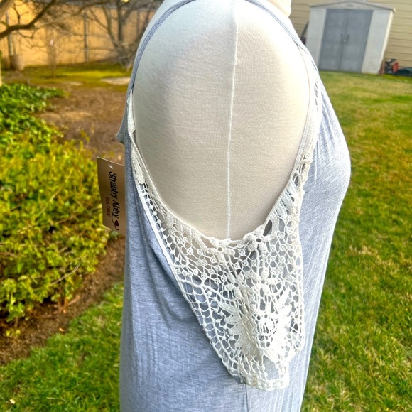 Light Gray Sleeveless Dress with Lace Detail - Picture 6 of 7